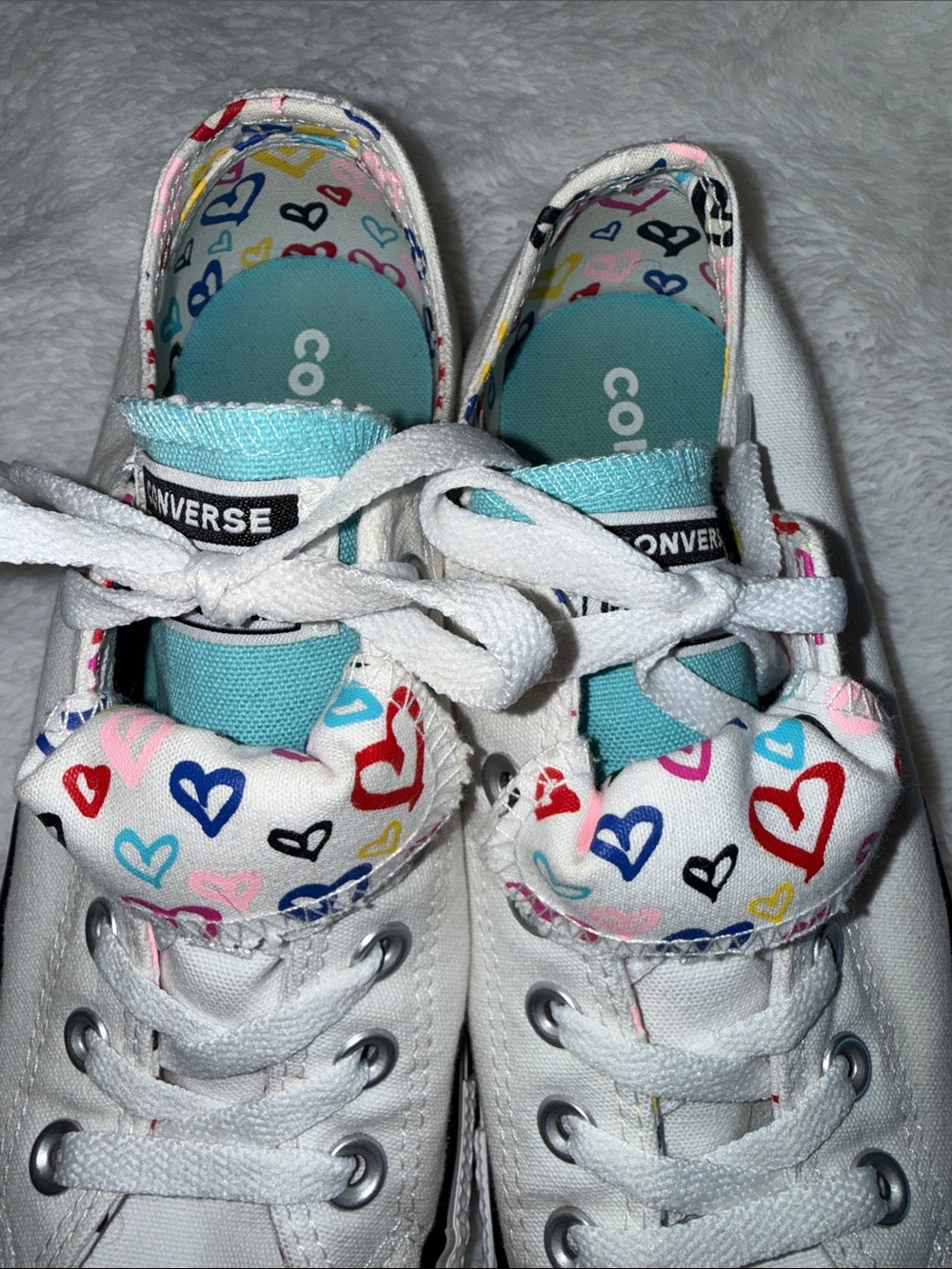 Converse Women's Chuck Taylor All Star Double Tongue White Canvas Sneakers - Picture 7 of 10